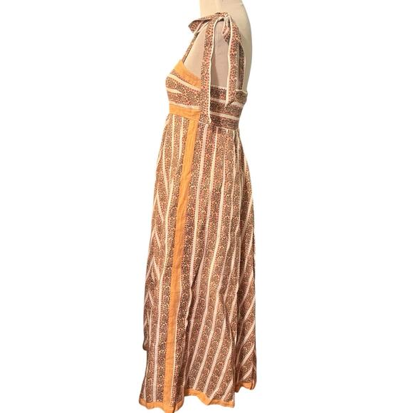 Hannah Artwear Serena Striped Midi Dress •Women 1 /S• Linen Blush Chevron Maxi - Picture 7 of 14